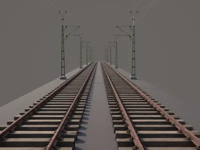 railway and overhead lines 3D model