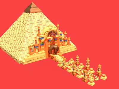 Stylized Serpent Temple Low-poly 3D model