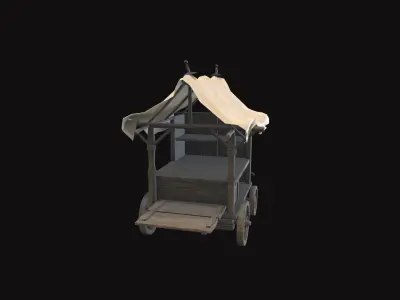 Medieval Cart V04 Low-poly 3D model