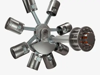 Animated Radial Engine 3D model