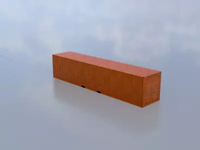 Warehouse-Container signal orange 40ft Low-poly 3D model