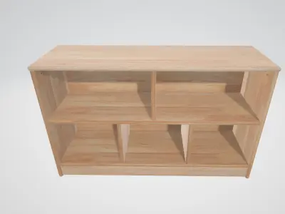 Industrial wood bookshelf 3D model