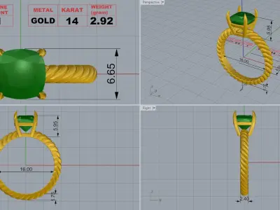 antique ring cushion  3D print model