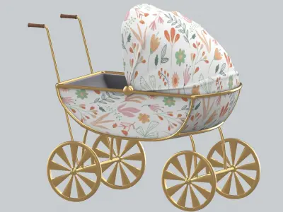 Doll carriage Dolls and their accessories PBR model Low-poly 3D model
