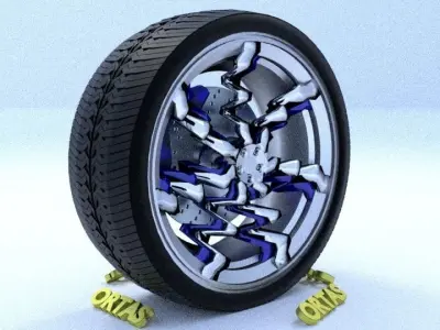 ORTAS CAR RIM 30 GAME READY RIM TIRE AND DISC 3D model