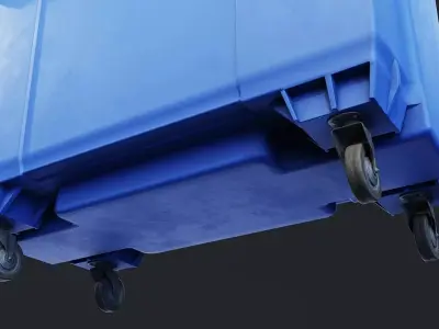 Blue Industrial Trash Bin Low-poly 3D model