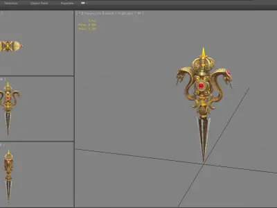 Gold Cobra Dagger - magic weapon Low-poly 3D model