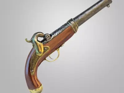 Pirate Pistol Low-poly 3D model get
