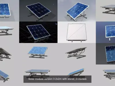 Solar module version 3 2x2m with stand 3D Model Pack