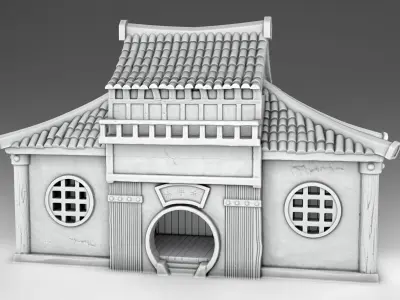 Stylized Japanese Elements of decor Set Part 2 3D print model