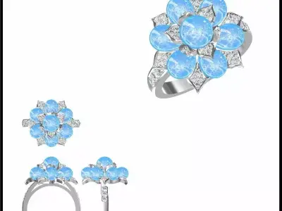 JCD Format Antique color stone rings cad cam jewelry 3D print model buy