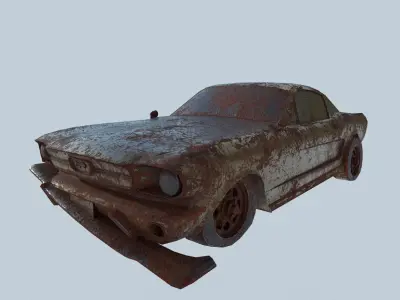 Game ready Abandoned damaged wrecked Vehicle collection model Low-poly 3D model