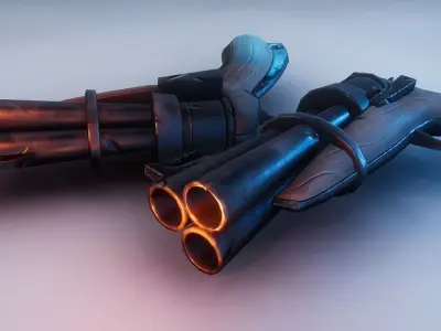 Stylized TriRevolver Free low-poly 3D model