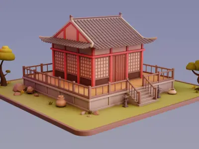 Stylized Chinese House 03 Low-poly 3D model