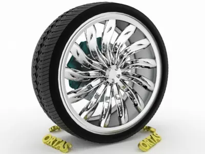 ORTAS CAR WHEEL RIM 75 GAME READY WHEEL RIM TIRE 3D model