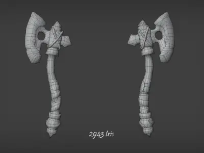 Stylized Medieval Axe Low-poly 3D model