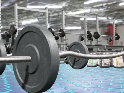 full gym with supplements blender project Low-poly 3D model