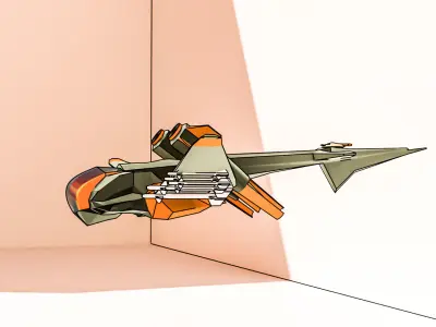 Low poly hybrid spaceship fighter Low-poly 3D model