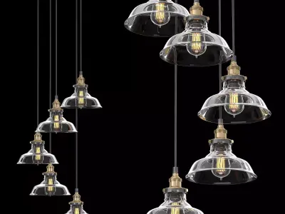 Factory Filament Clear Glass Barn Round Pendant 5 3D model