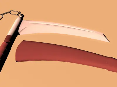 kusarigama 3D model chain with axe 3D model