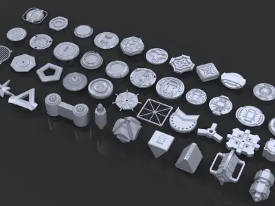 Hard Surface - KitBash Pack Low-poly 3D model