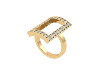 Solitaire Engagement Art Deco Ring 3D print model 48
