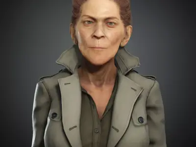 Detective mature woman - Rigged and Blendshapes Low-poly 3D model