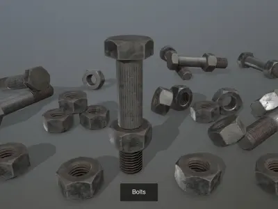 Bolts collection bolt and nut 3D Model Pack