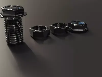 Bolt Nut and Washer 3D model