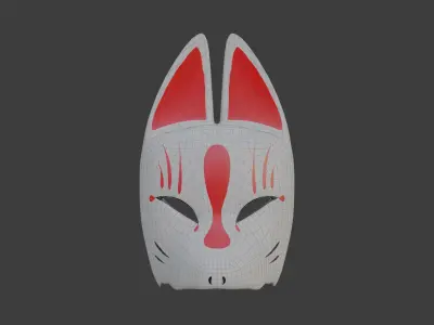 Kitsune masks 2in1 Noh Theatre Mask Japanese  3D model
