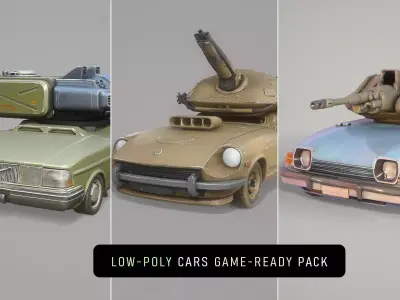 Car Armored Low-Poly Stylized Game-Ready Pack