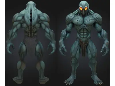Alien Humanoid Creature Low-poly 3D model
