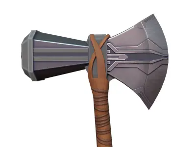 Thor Stormbreaker Low Poly Stylized Handpainted Low-poly 3D model
