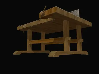 Workbench Game Ready Low-poly 3D model wooden Low-poly 3D model