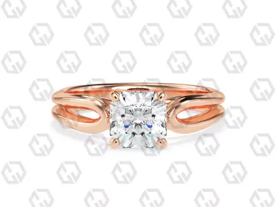 Ring 230 Radiant shape split shank solitaire ring with Gems 3D print model