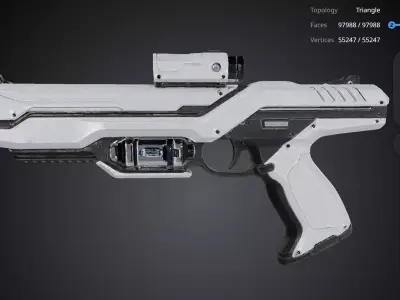 White Futuristic Gun 3D model purchase