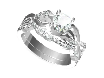 Solitair infinity Ring Bridal Set 3D print model