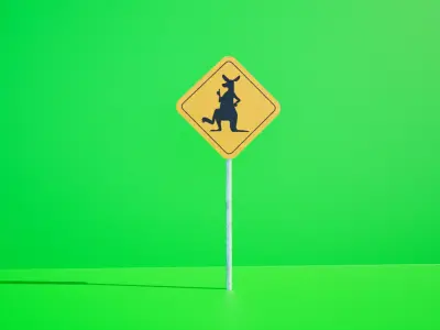 Kangaroo Crossing  Low Poly Road Sign Game Ready 3D Model Free low-poly 3D model