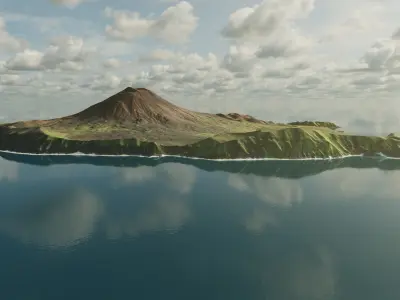Small Aleutian Island Volcano 3D model