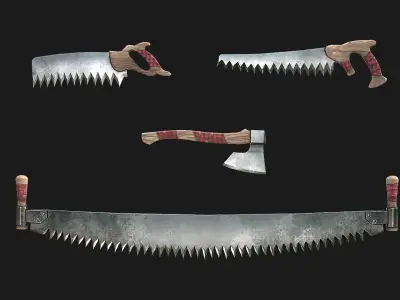 Foresters Set of tools  Low-poly 3D model