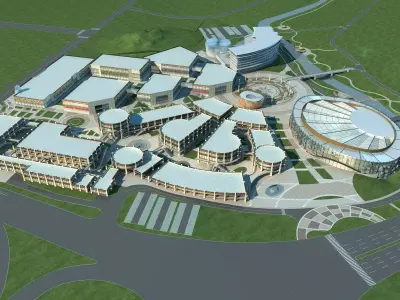 Architecture futuristic university campus 3D model