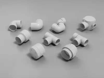 UPVC Pipe Fittings 3D Model Bundle 3D model