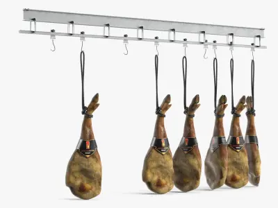 Jamonarium Curing Ham Legs Metal Rail 3D model