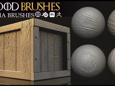 31 Wood Brush-Blender Brush-Zbrush Brush-Alpha Brushes-Vol 4 Free 3D model