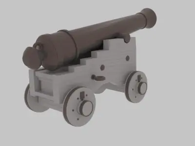 Pirate cannon Low-poly 3D model by Banism