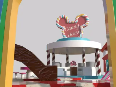Candy Stall Low-poly 3D model