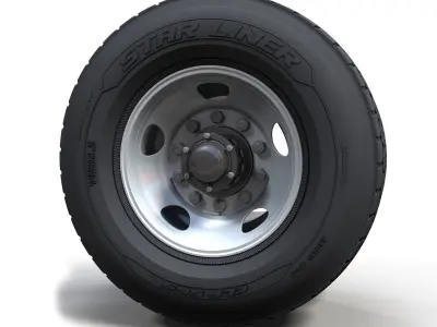 Old bus steel wheel 3D model