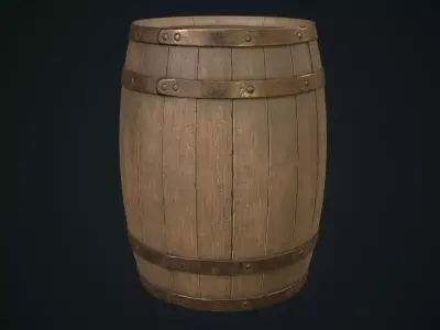 Wooden barrel Low-poly 3D model buy
