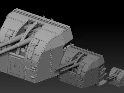British Royal Navy 4 inch gun for scale model 3D print model