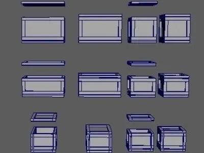 Set of wooden boxes Low-poly 3D model